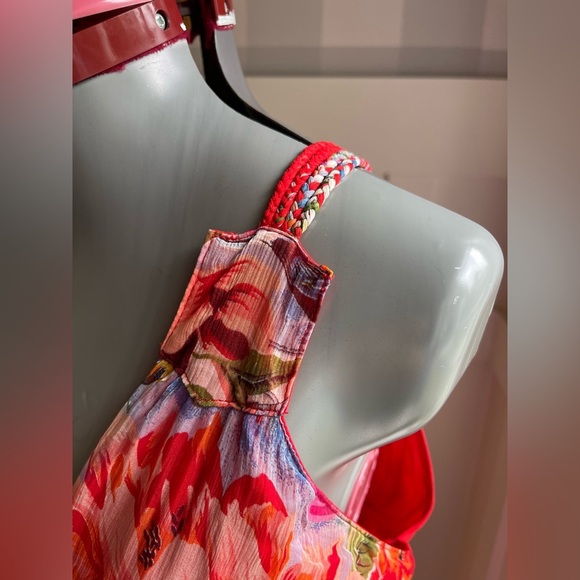 Traffic People 100% Silk Scarlet Floral Dress Size Small - Picture 4 of 10